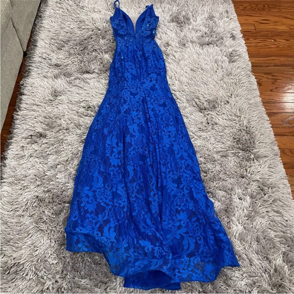 La Femme 28355 Electric Blue Trumpet Prom Dress Gown Size 6 - Image 8