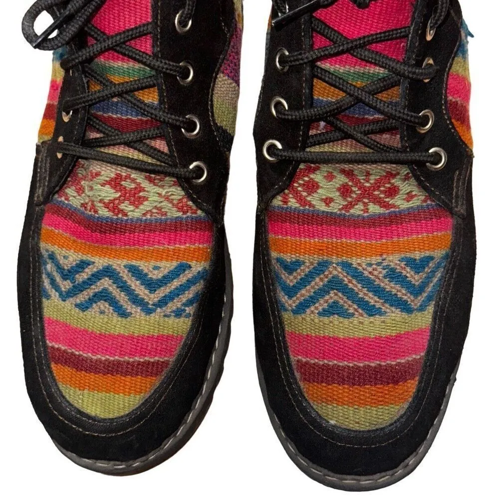 CATS Walking Machine Boots Brown Suede Leather w/Aztec Embroidery Womens ￼9 Black Size 8 - Image 2