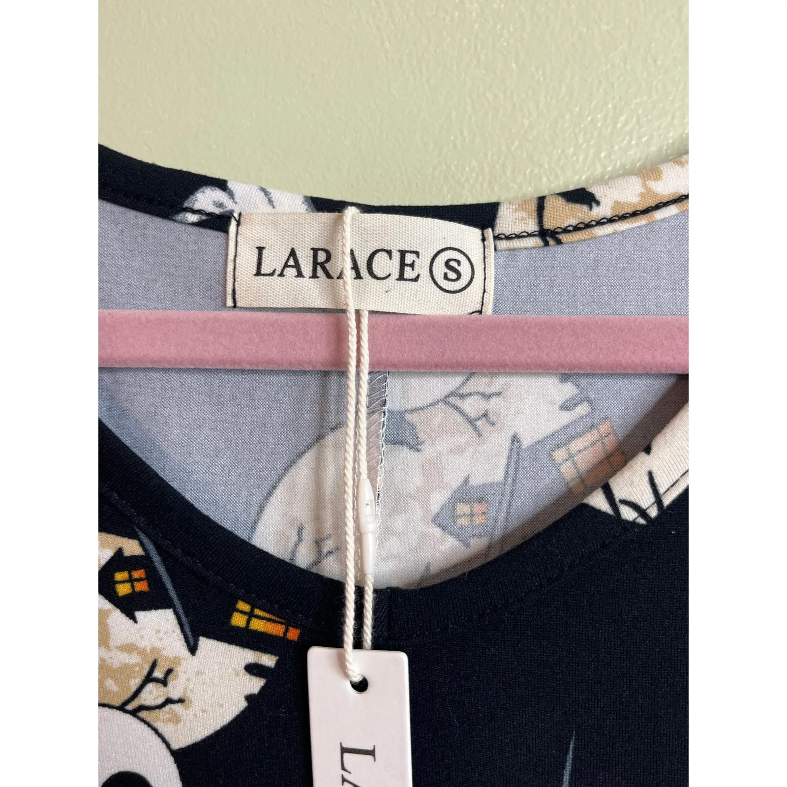 Larace Skull Halloween Short Sleeve Loose Fit Flare Swing Tunic Size: small Black - Image 3