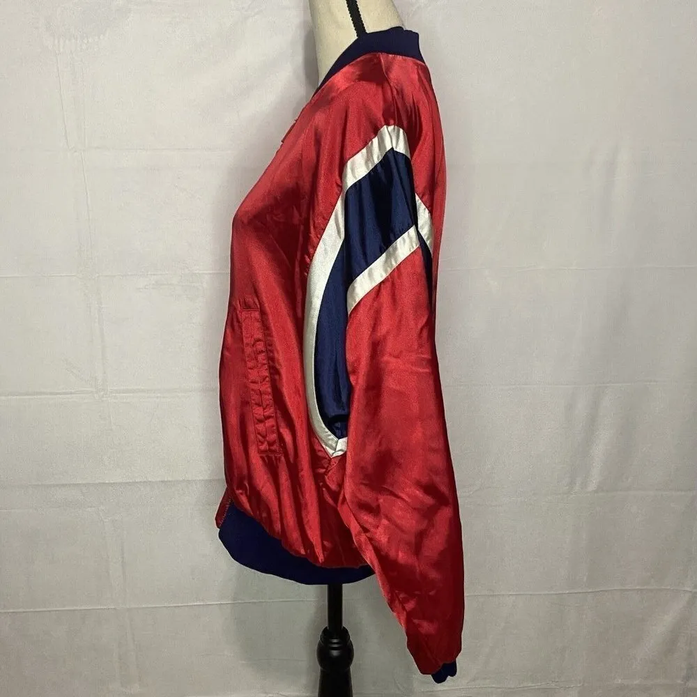 Liz Sport Claiborne Vintage Full Zip Windbreaker Size Large Red White Blue Nylon - Image 4