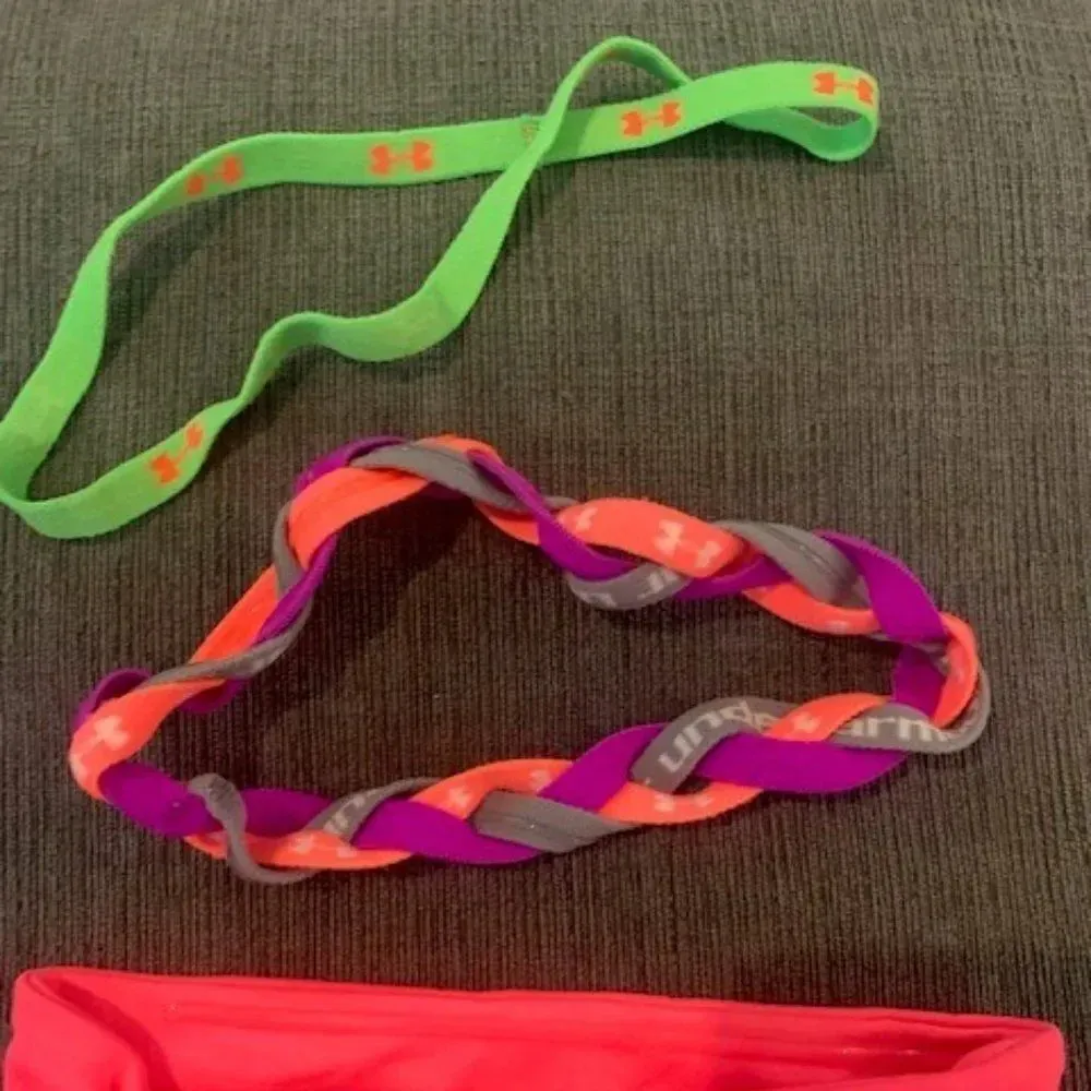 Set 3 Under Armour pink/green‎ head bands - Image 3