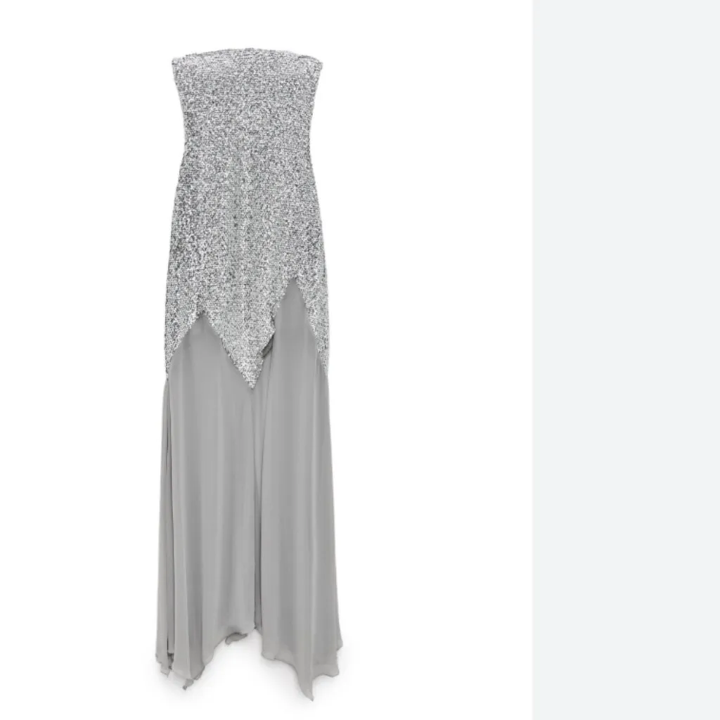 NWT $169 ZARA SILVER SEQUINNED BARBIE LONG DRESS LIMITED EDITION 9002/834 - Image 6