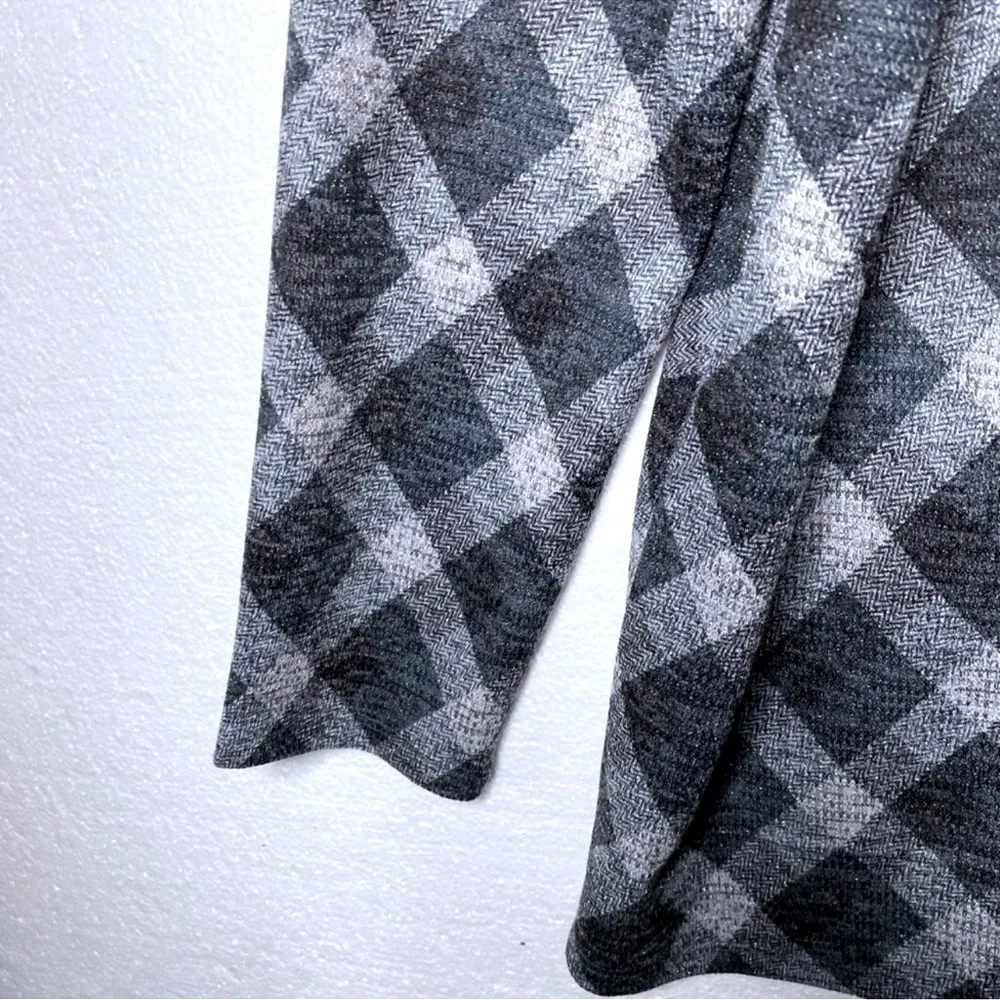 151. Lane Bryant Gray Plaid Shimmer Cowl Neck Sweater Plus Size - Image 2