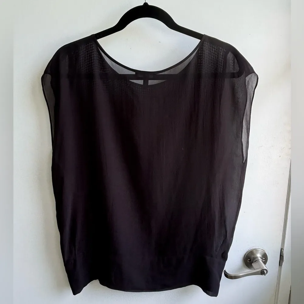Eileen Fisher Georgette 100% Silk Sequin black small‎ Top work holiday Christmas - Image 5