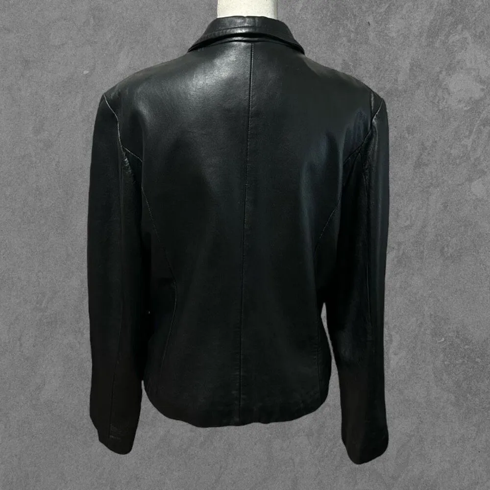 WILSONS LEATHER | Natalie Thinsulate Genuine Leather Jacket Full Zip Black L - Image 6