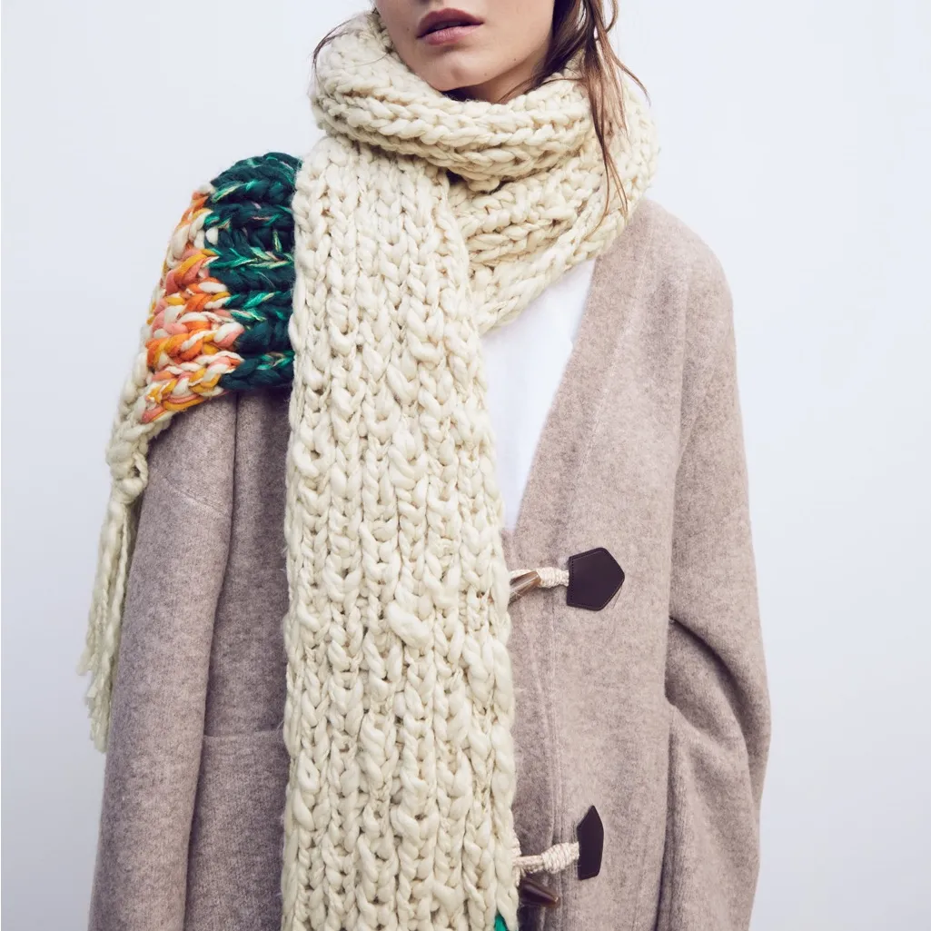 NWOT ZARA MULTICOLORED  BRAIDED BLOGGERS FAV SCARF - Image 4