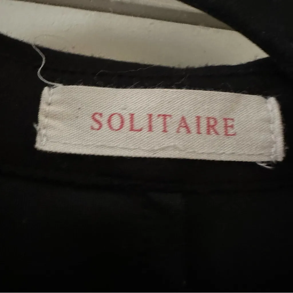 Anthropology Solitaire Women’s Double Breasted Black Blazer Jacket Size Large - Image 3