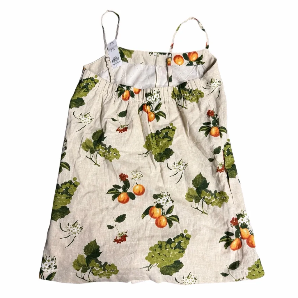 NEW Abercrombie & Fitch Linen-Blend Button Skort in Tan Fruit Pattern Medium - Image 6