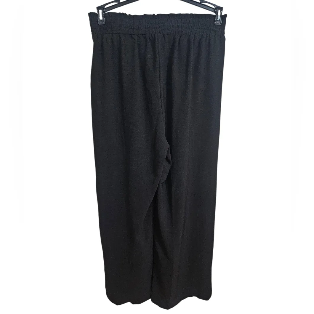 Tarse Black Wide Leg Tie Waist Belted Pull On Pants Sz L Size L - Image 3