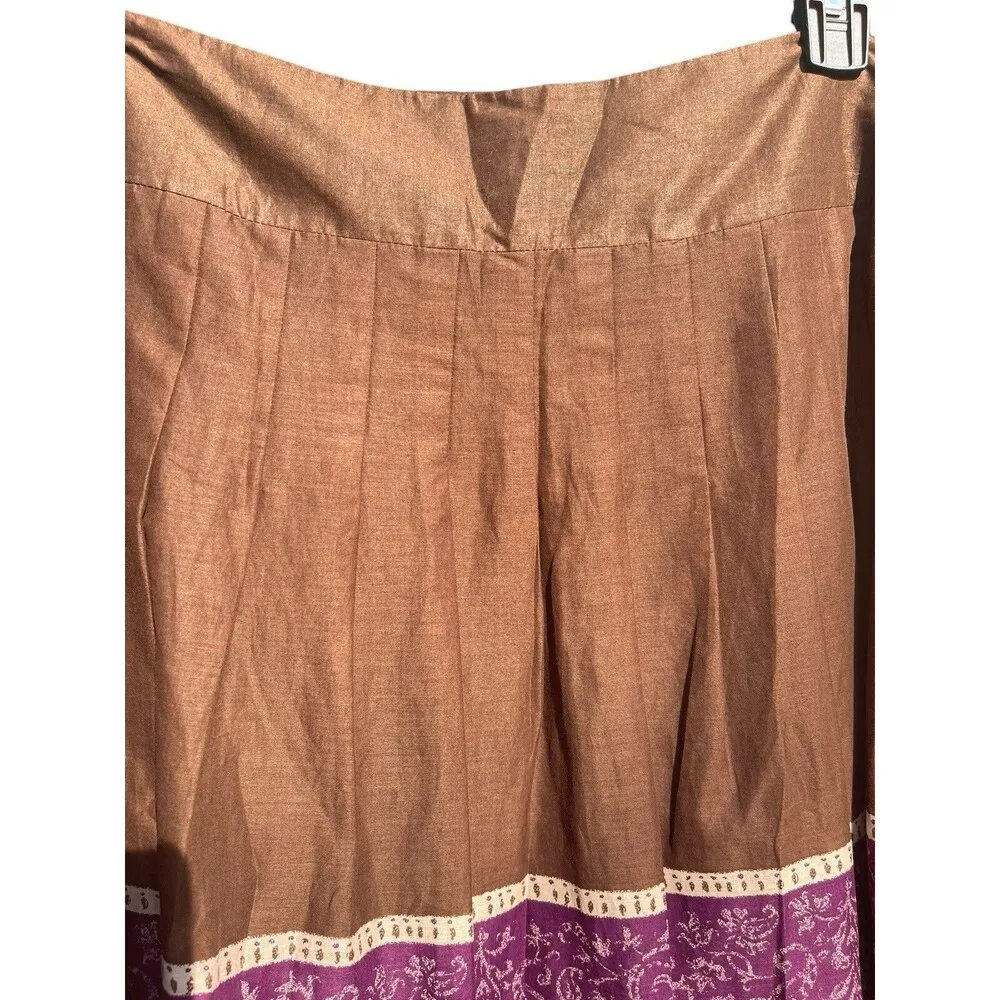 Apostrophe VTG 90s Y2K Brown Purple Pleated Below Knee Skirt 18 NWT Festival - Image 4
