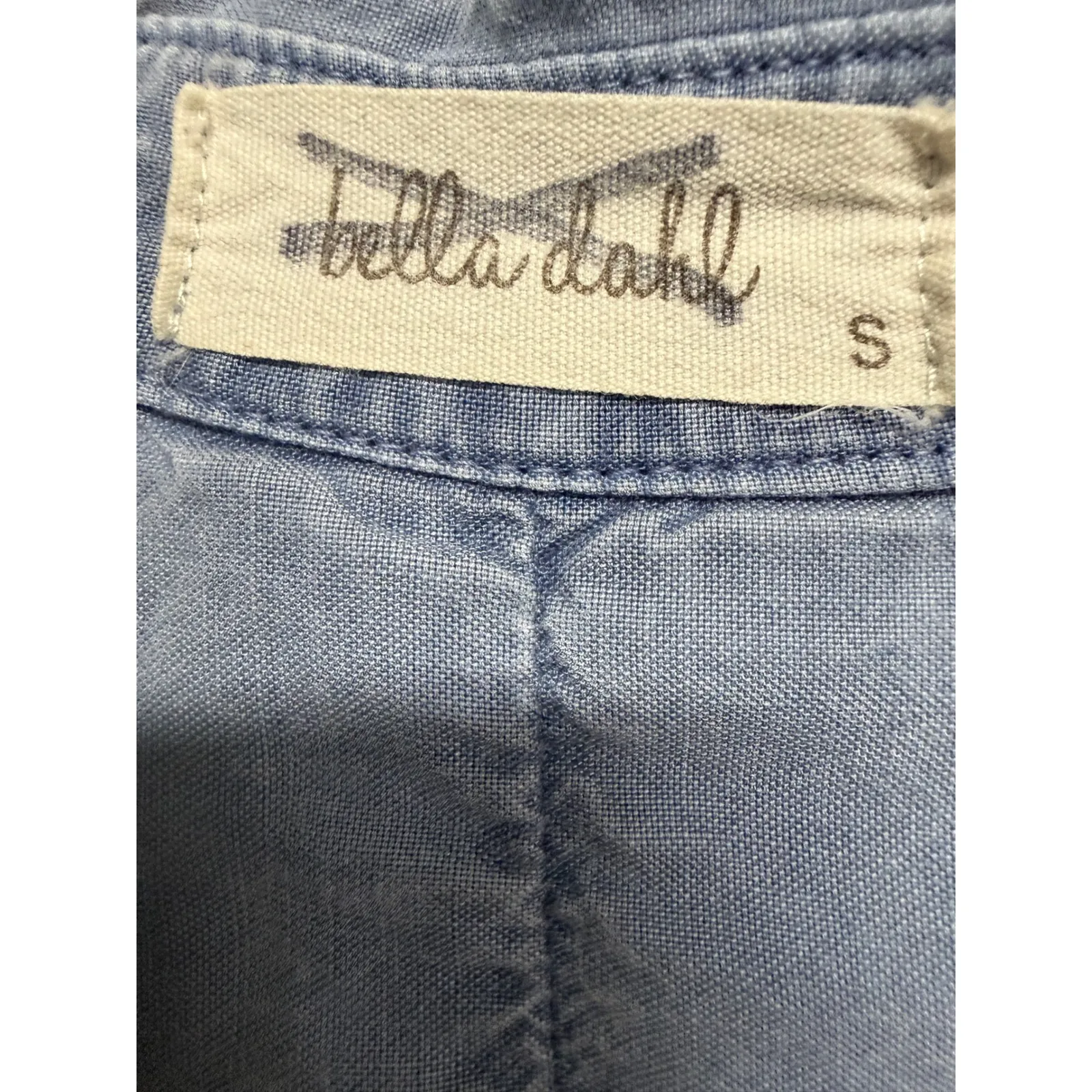 Bella Dahl Blue Chambray Button Up Long Sleeve Split Back Size M Unassuming - Image 5