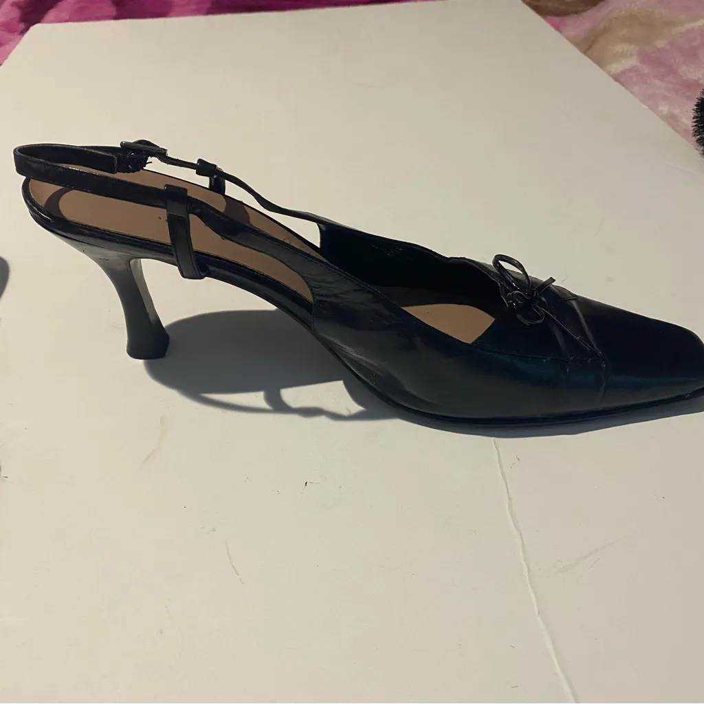 Impo Women's 9M Slingback Heels Shiny Toe Dress Shoes With Bows - Image 3