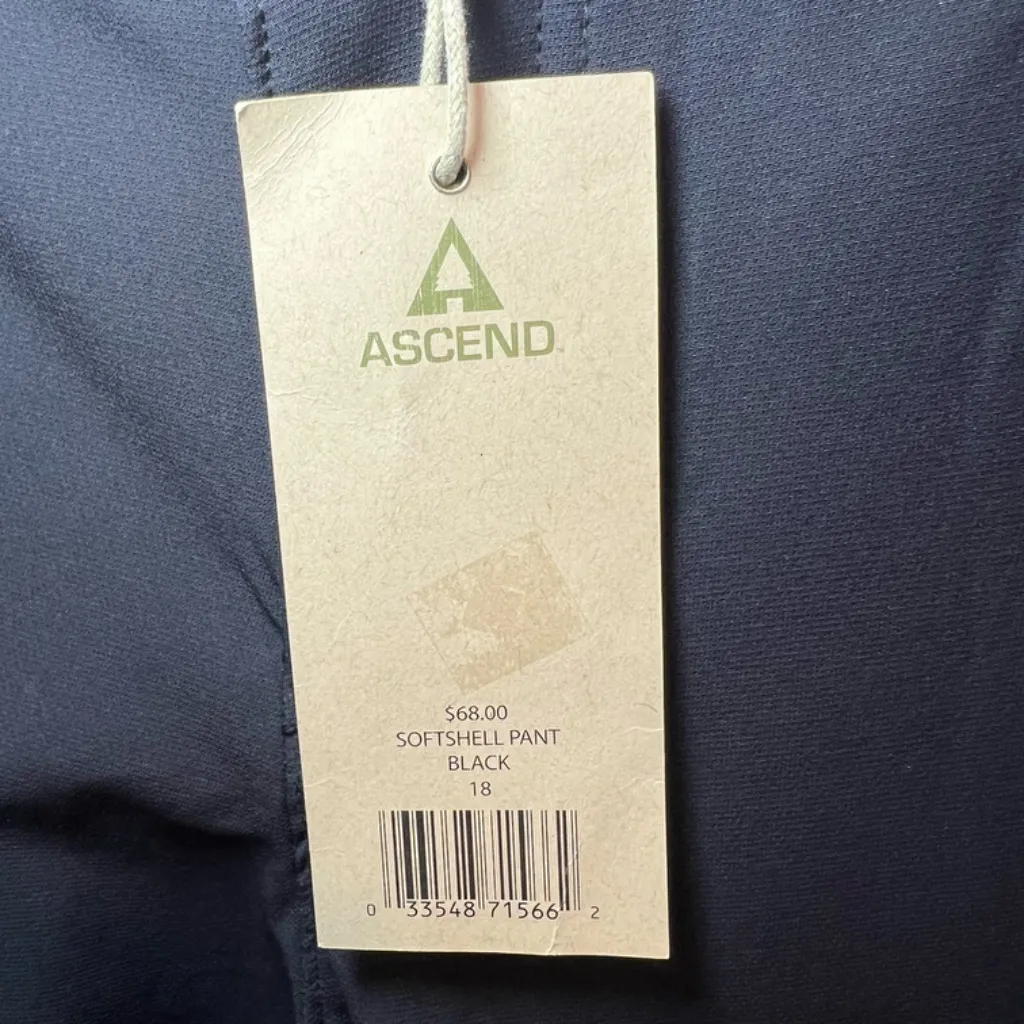 Ascend Soft Shell Pants Black Velcro Waist Stretch Outdoors Gorpcore NEW Size 18 - Image 4