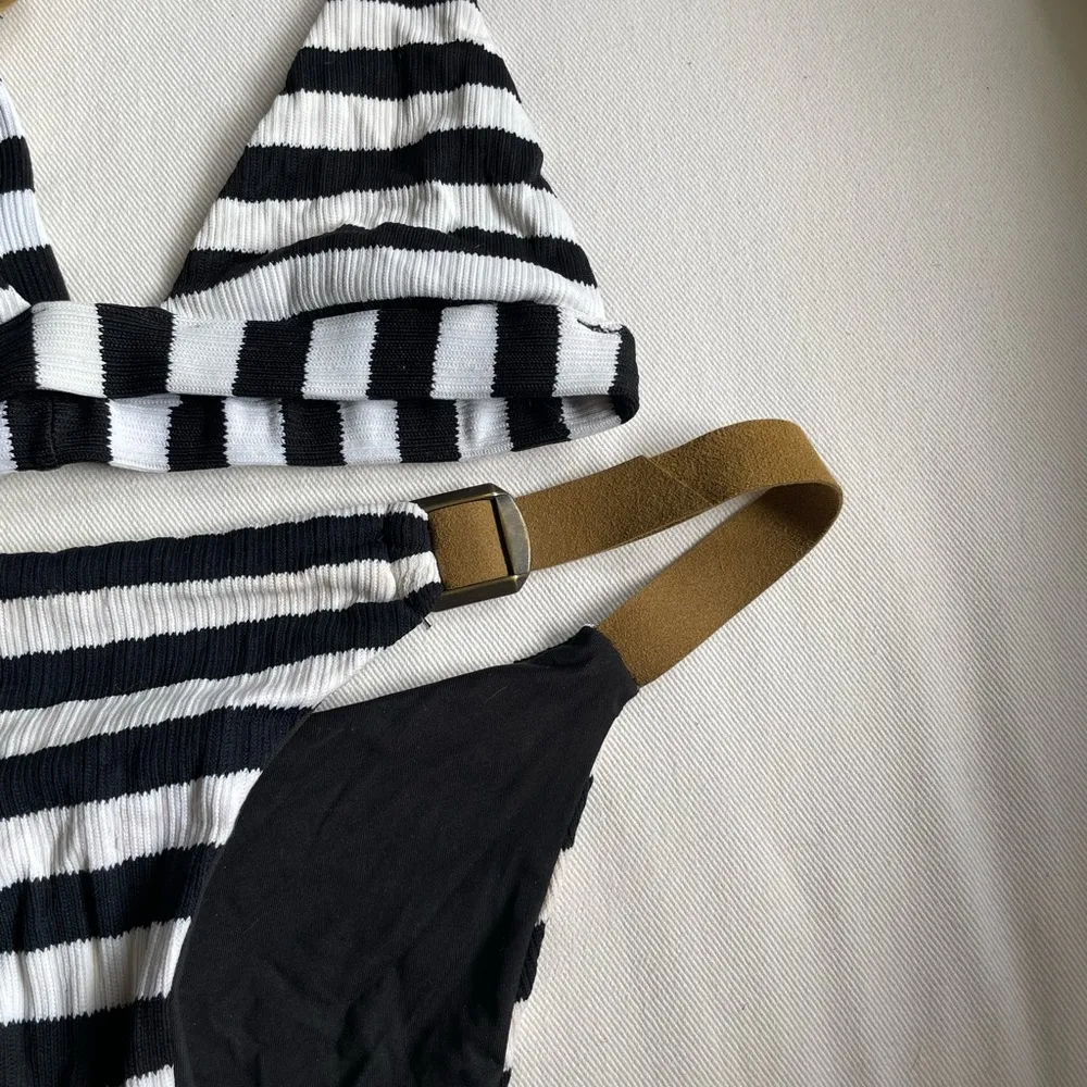 Bluelife Striped Suede Buckle Bikini - Image 2