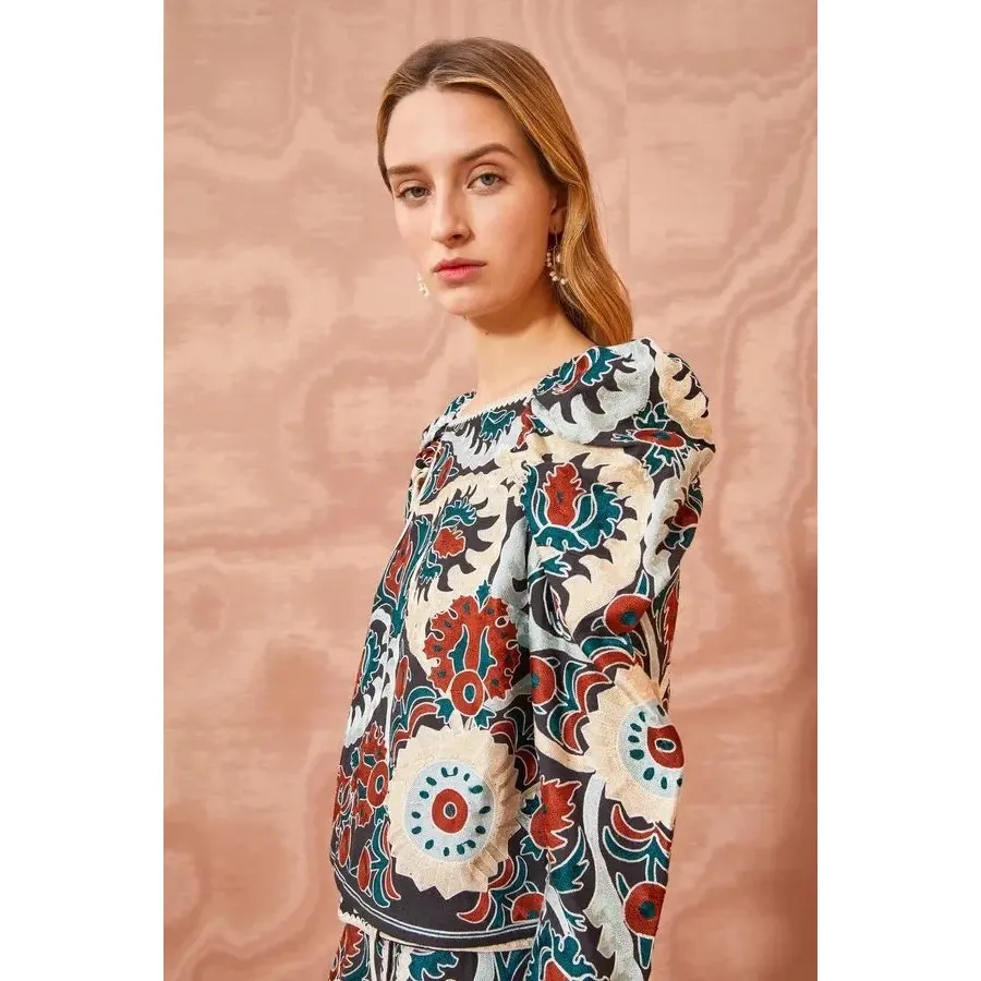 Ulla Johnson Siya Blouse & Dimi Skirt Embroidered Matching Set Lapis size 0 - Image 14