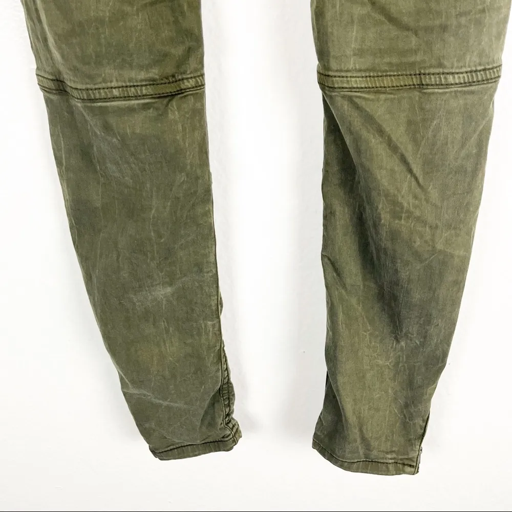 ZARA WOMAN Premium Denim Collection Army Green Moto Style Pants, Size 4 - Image 7