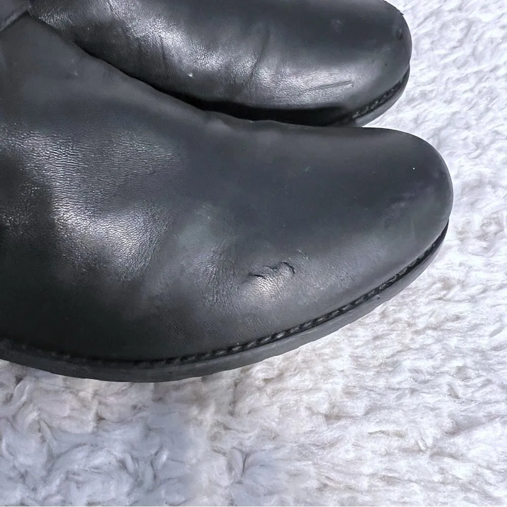 Stuart Weitzman Size 9 Black Leather And Neoprene Stretch Ankle Moto Boots - Image 8