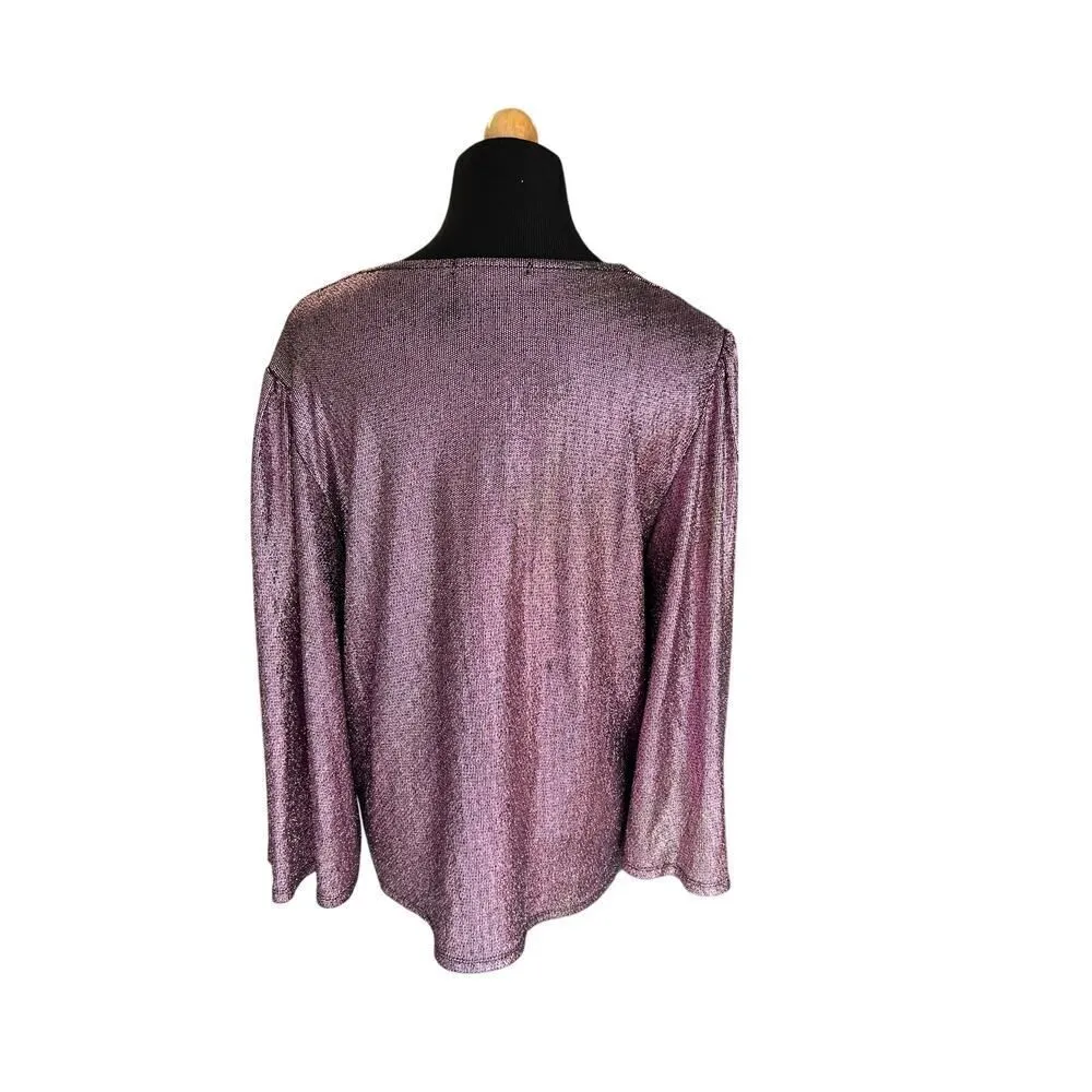 CARMELA PINK METALLIC GLITTER TOP BLOUSE - Image 5