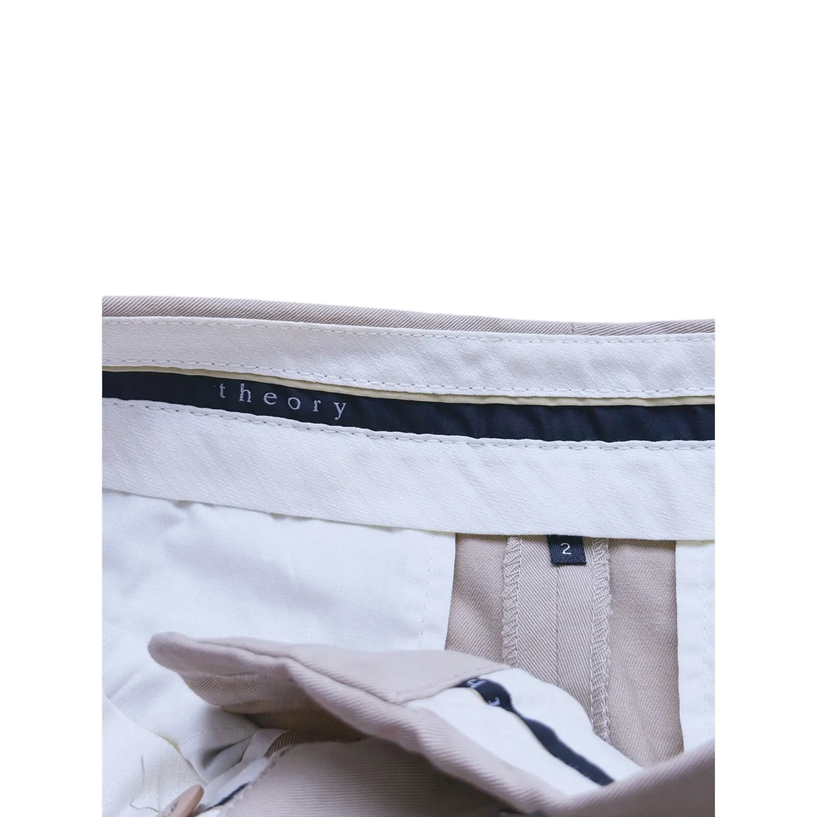 Theory Minimalist Preppy Mid-Rise Bermuda Shorts Size 2 Beige Clean Girl Luxury - Image 5