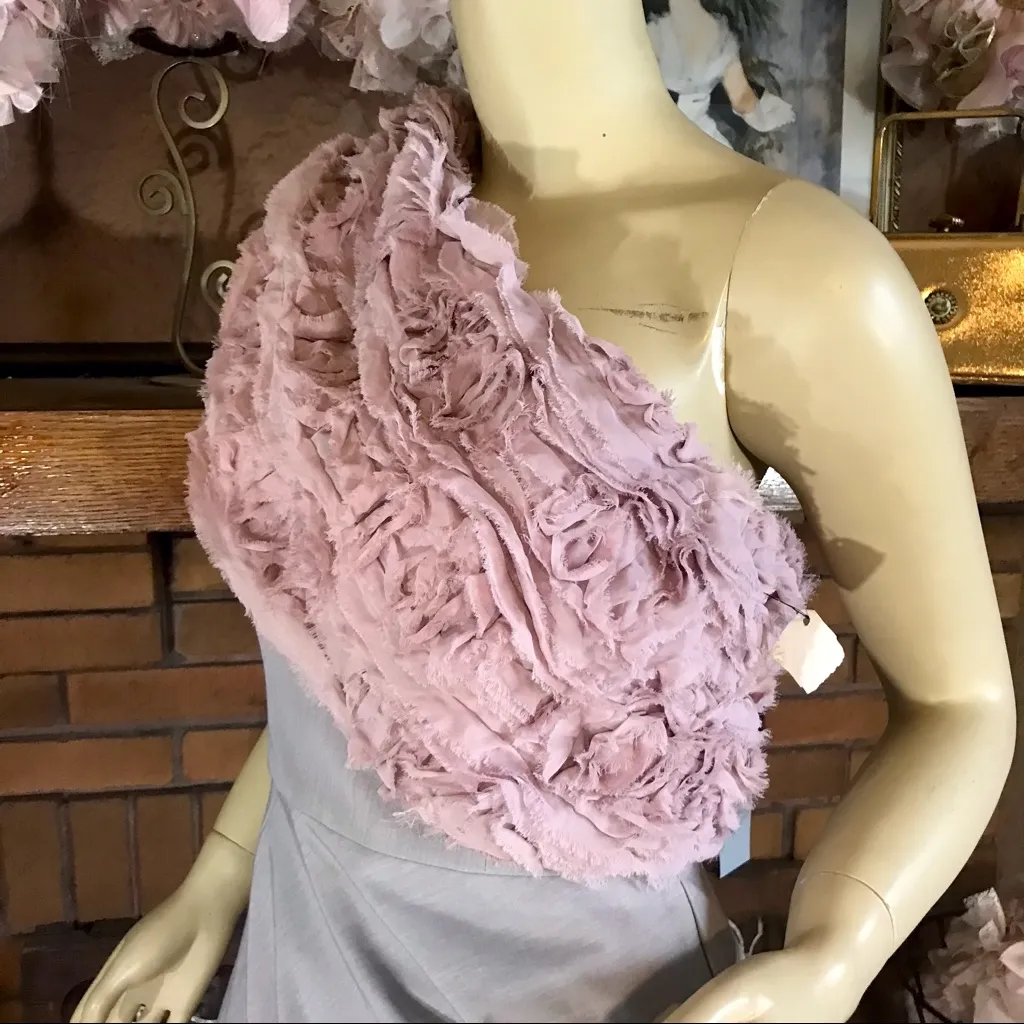 BLACK HALO PURPLE ONE SHOULDER ROSETTE DETAIL SHEATH PARTY DRESS NWT (6) - Image 9