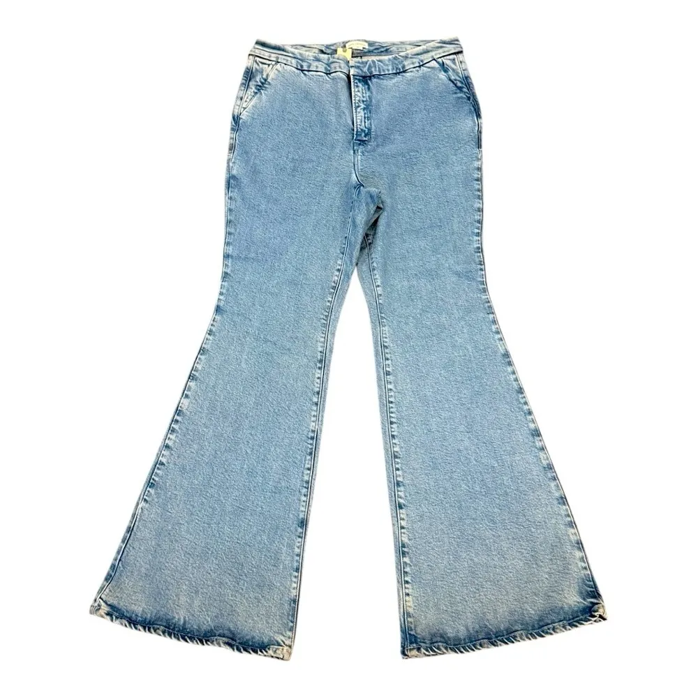 ANTHROPOLOGIE GOOD AMERICAN Good Flare Trousers Indigo Size 15 NEW - Image 2