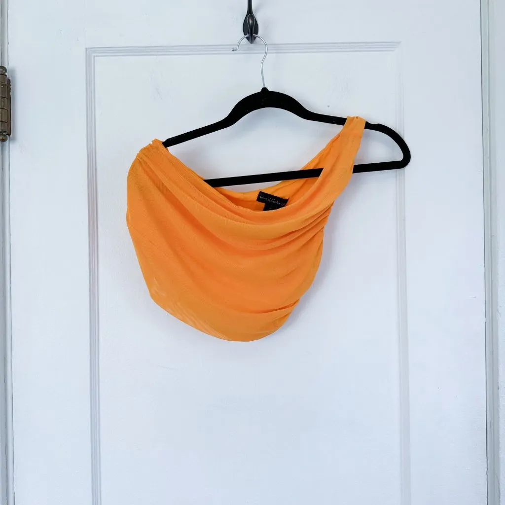 House of Harlow 1960 | 2 Piece‎ Mesh Midi Skirt and One Shoulder Crop Top Orange - Image 4