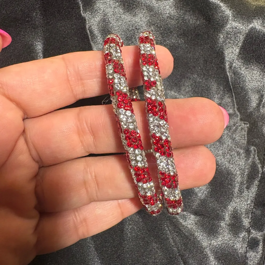 Elegant Red and Silver Bangle Set - Image 2