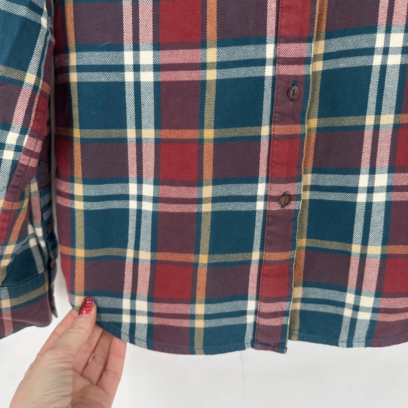 The North Face Womens Plaid Flannel Shirt Long Sleeve Button Up Cotton Size M - Image 7