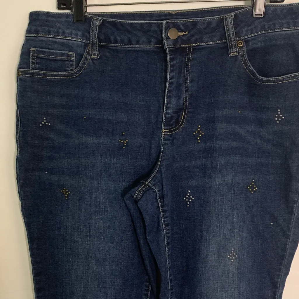 Elegant Dark Blue Skinny Jeans for Women Size 12 - Image 2