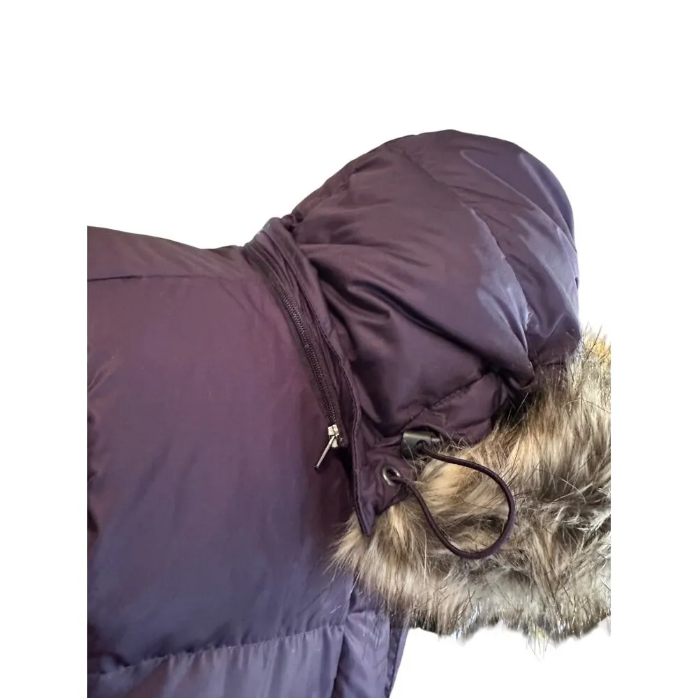Eddie Bauer Womens Long Purple Puffer Down Coat Quilted Faux Fur Hood Size PS - Image 6