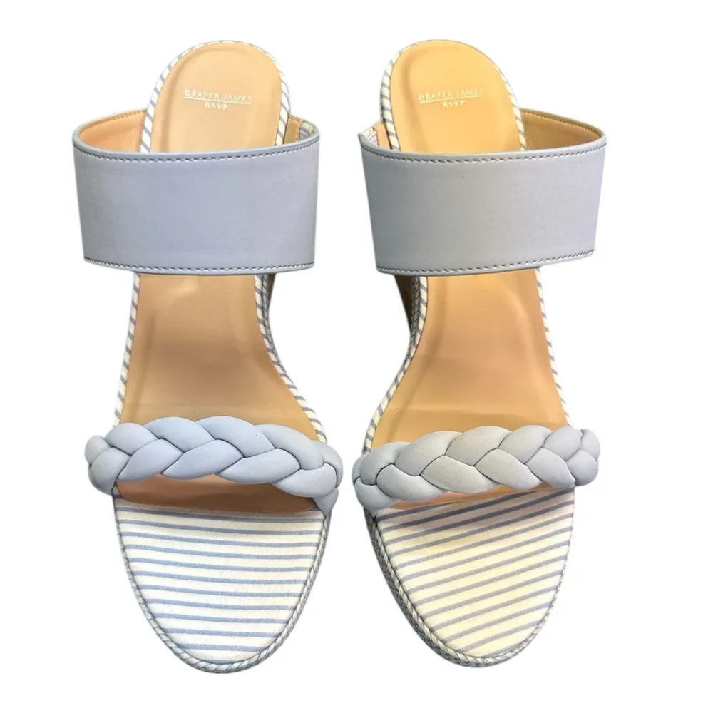Draper James RSVP Charlotte Women’s Wedge Sandals Blue White Size 9 NWOT - Image 3