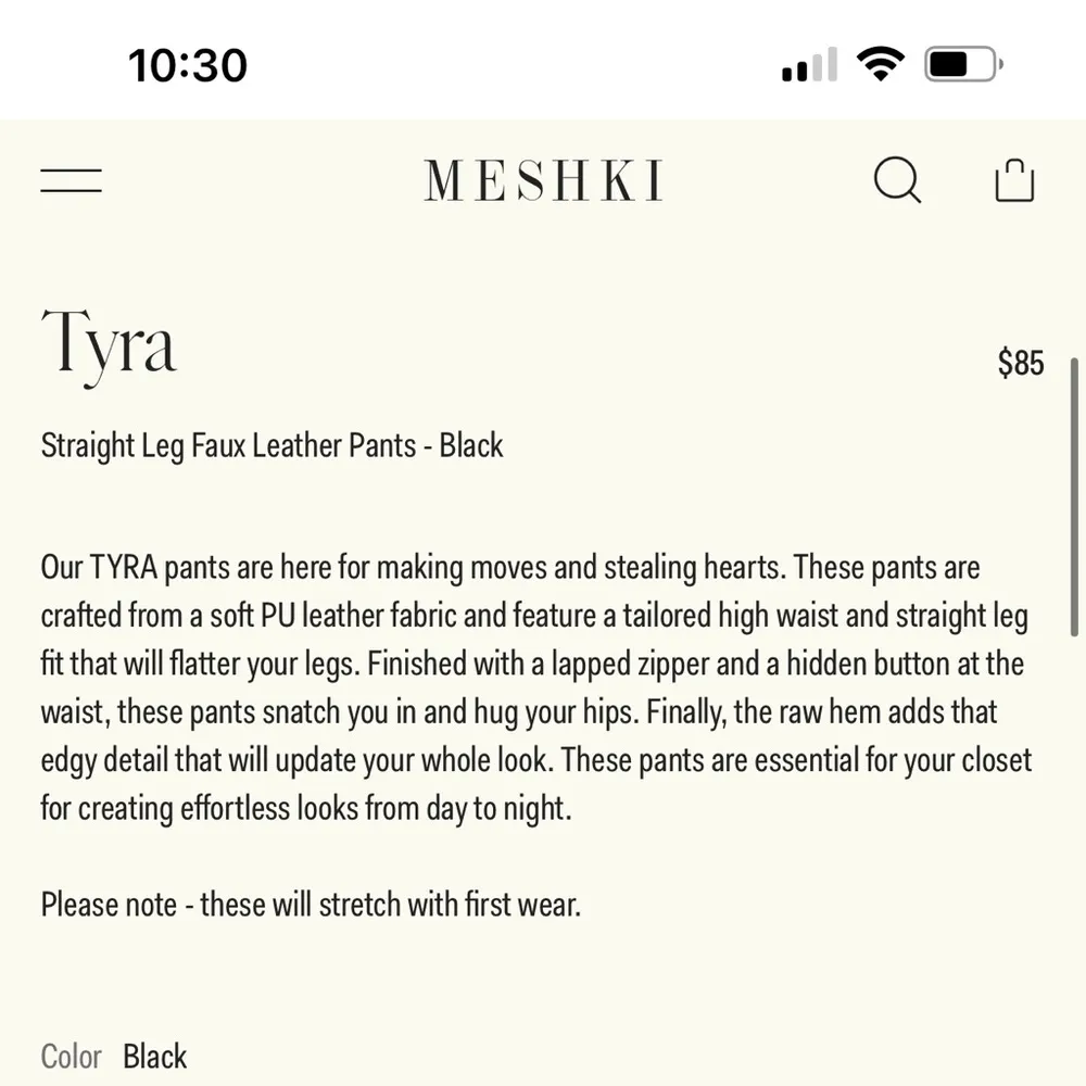 Meshki Tyra Black Faux Leather Straight Pants - Image 4