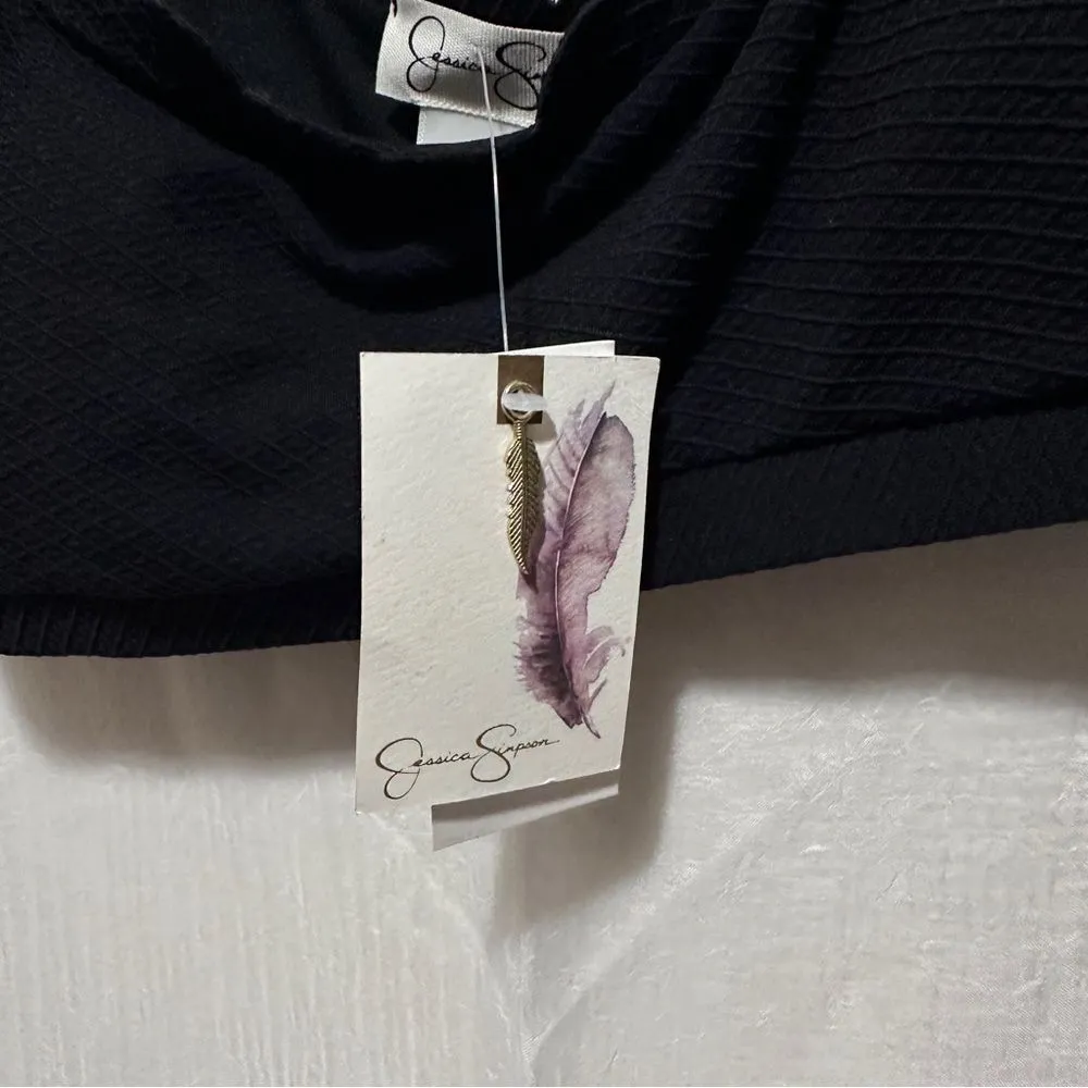 Jessica Simpson Black Scalloped Bralette Bikini Top Square Neck Women XL - Image 5