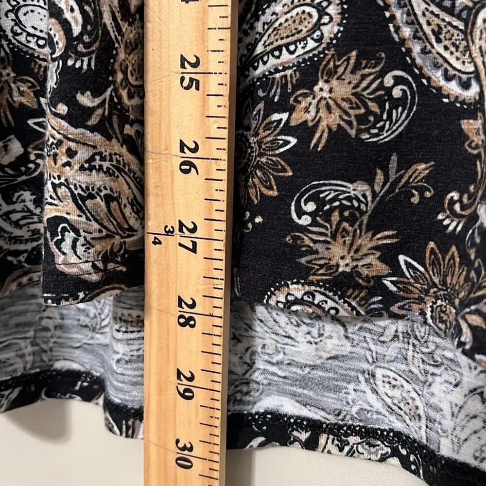 J. Jill women’s sz medium black floral paisley long sleeve pullover shirt dress - Image 3