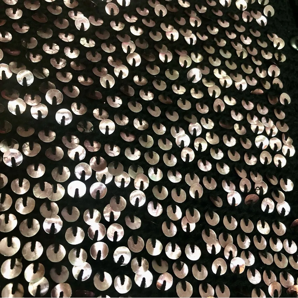 Vintage Y2K  Sequin Cardigan Sweater Black Pink-Silver Cropped Med - Image 4