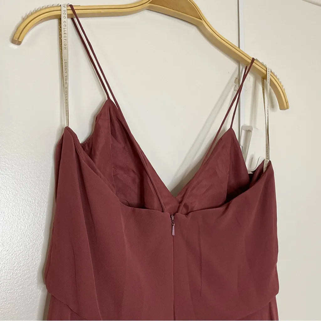 Jenny Yoo Inesse Thin Strap V Neck Long Chiffon Gown - Image 8