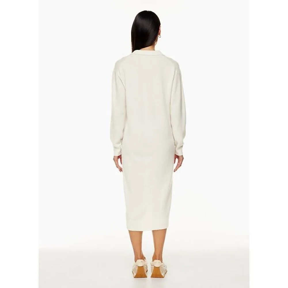 Aritzia Wilfred NWOT Cream White Knit Deep V Wool Collar Midi Sweater Dress 2XS - Image 3