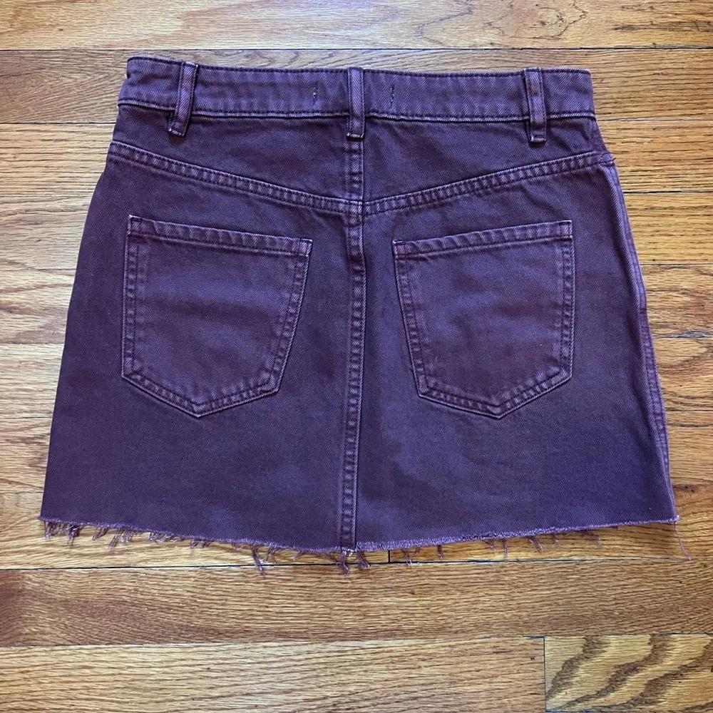 Red/pink short jean skirt size 25. Dark magenta ish color! - Image 2