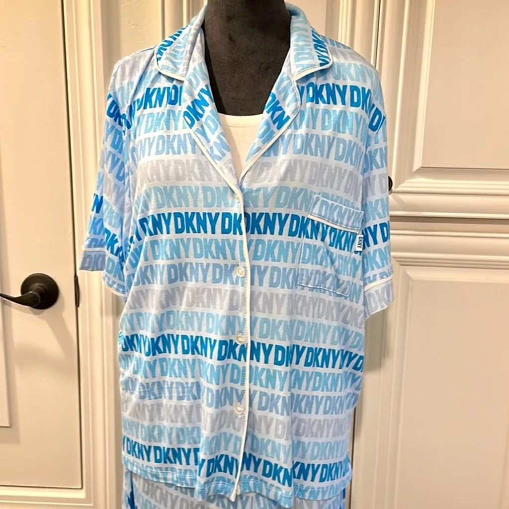 DKNY Light Blue Logo Lounge Pajama Set - Image 2