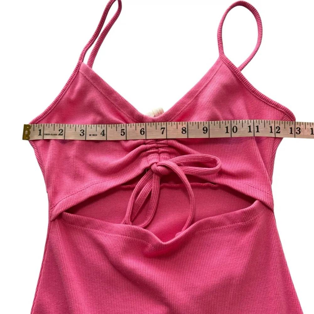 ROXY Women's Wavey Baby Dress Stretchy Ribbed Cutout Ruched Tank Pink X-Small XS - Image 14