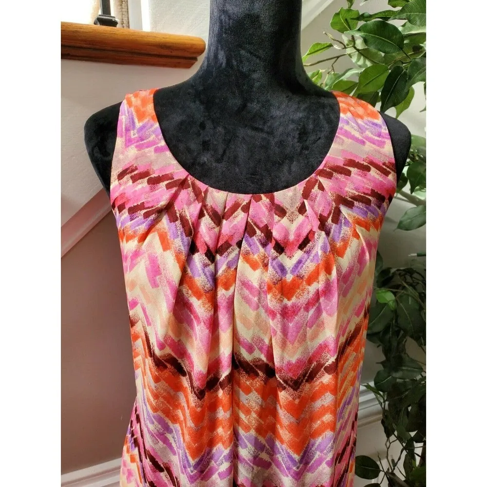 Sunny Leigh Women Multicolor Polyester Scoop Neck Sleeveless Knee Length Dress S - Image 5