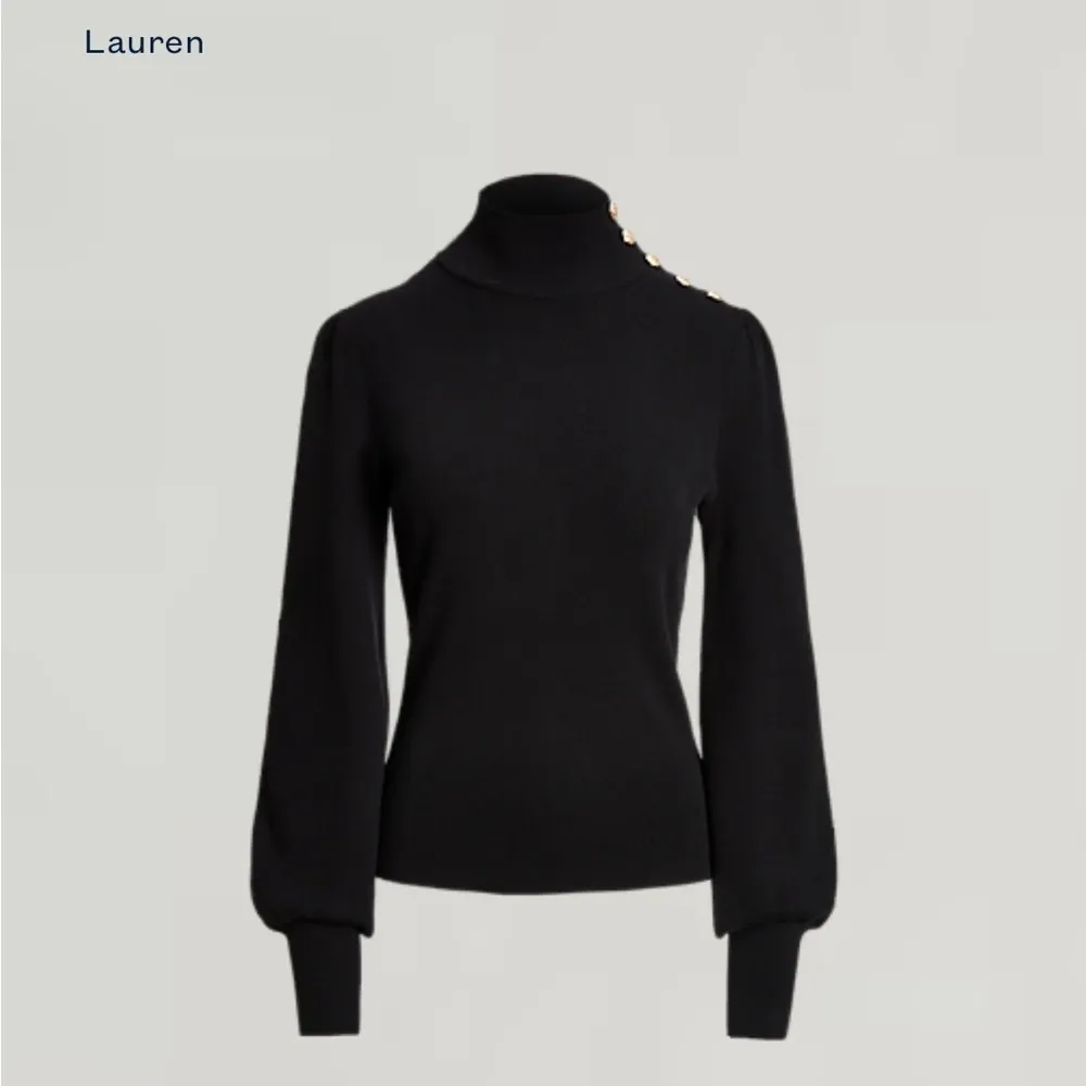 Ralph Lauren Button-Trim Mockneck Sweater Black Label Gold Button Size XXL - Image 4