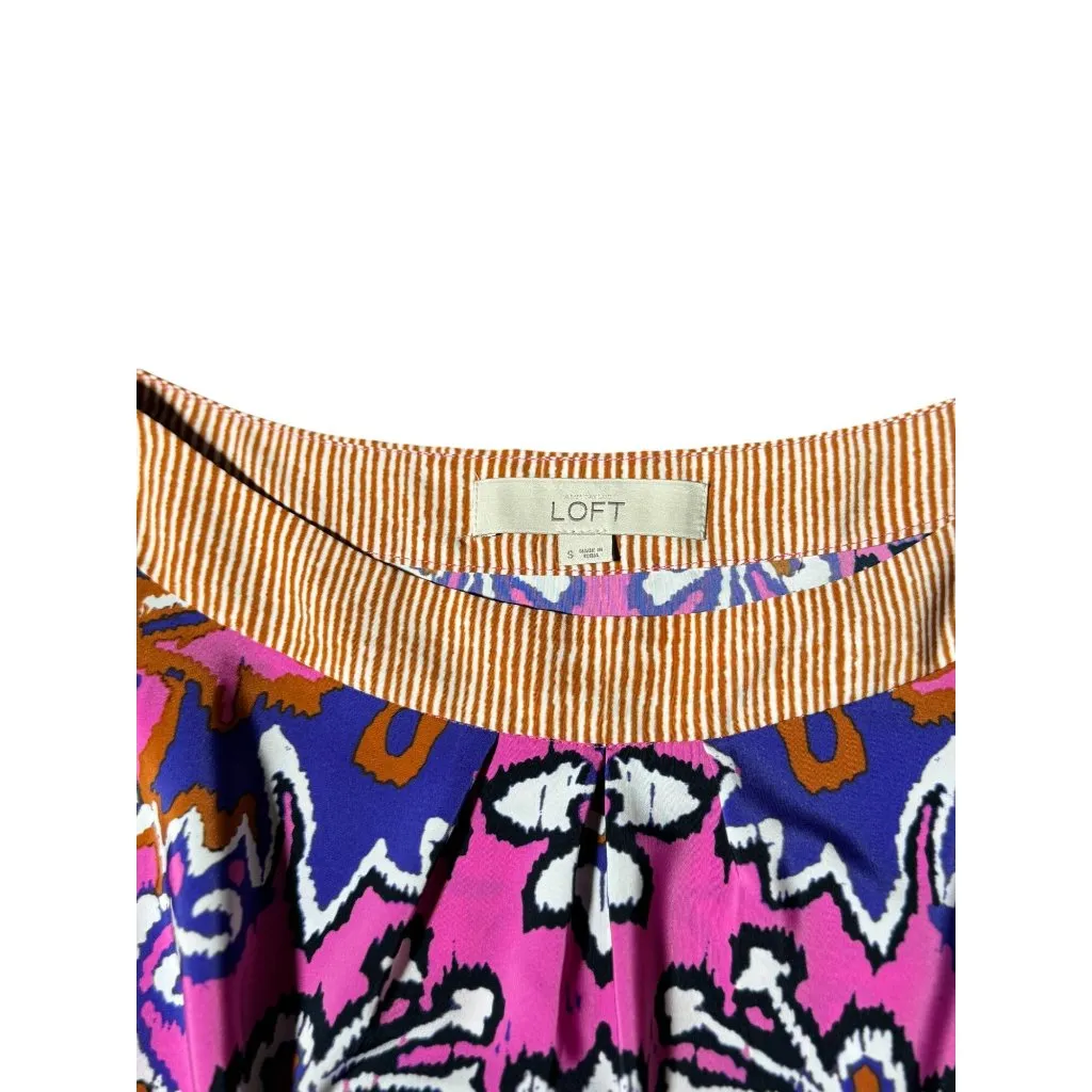 NEW Ann Taylor LOFT Womens Size S Boho Tribal Pink Purple Scarf Print Mini Dress - Image 8