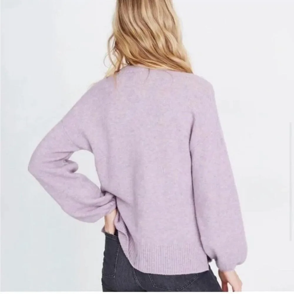 Madewell Payton Pullover Sweater in Cozy Yarn Heathered Lilac Purple XS - Image 5