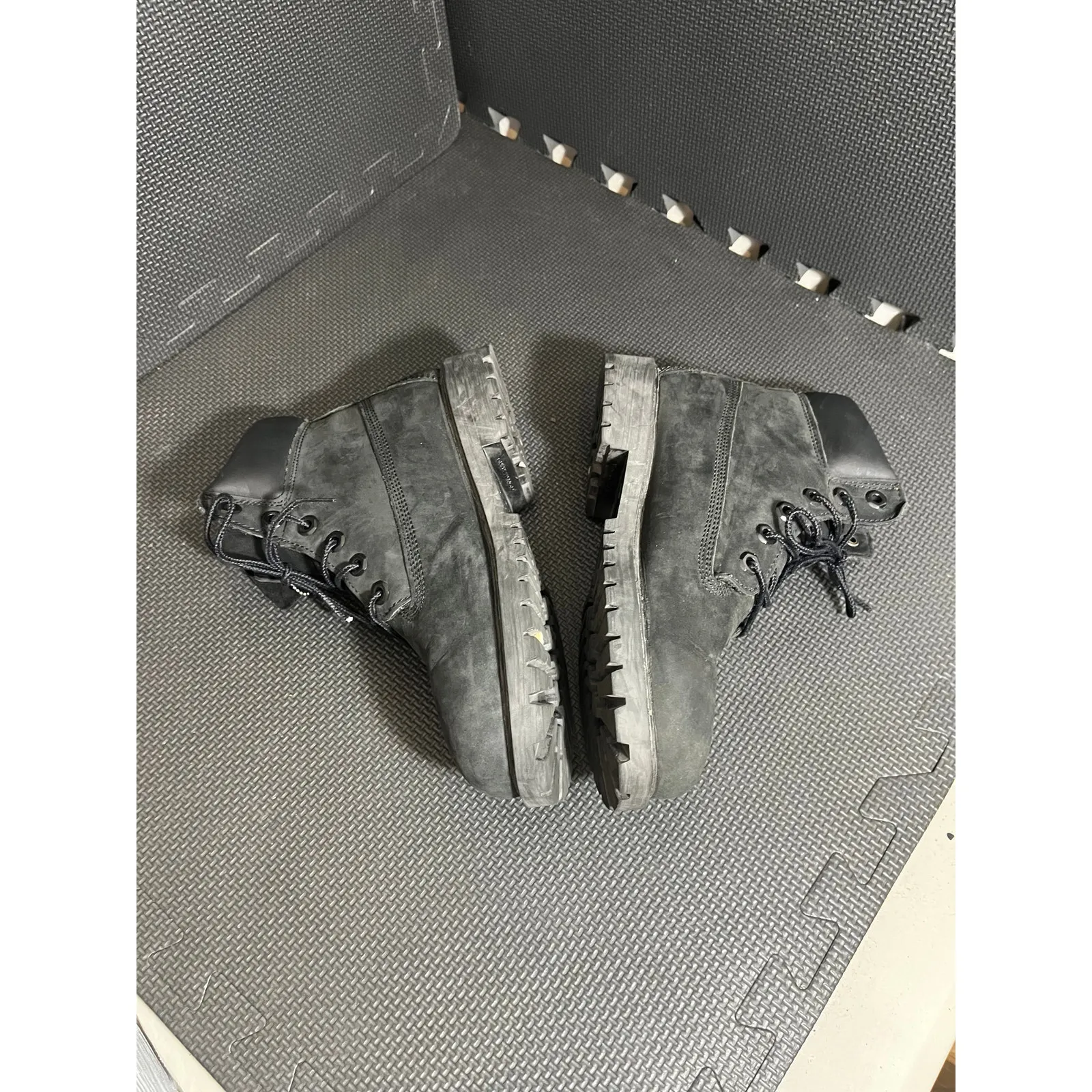 Timberland Black Leather Suede Waterproof Lace Up Boots Kids 6.5 Womens‎ 7.5 - Image 3