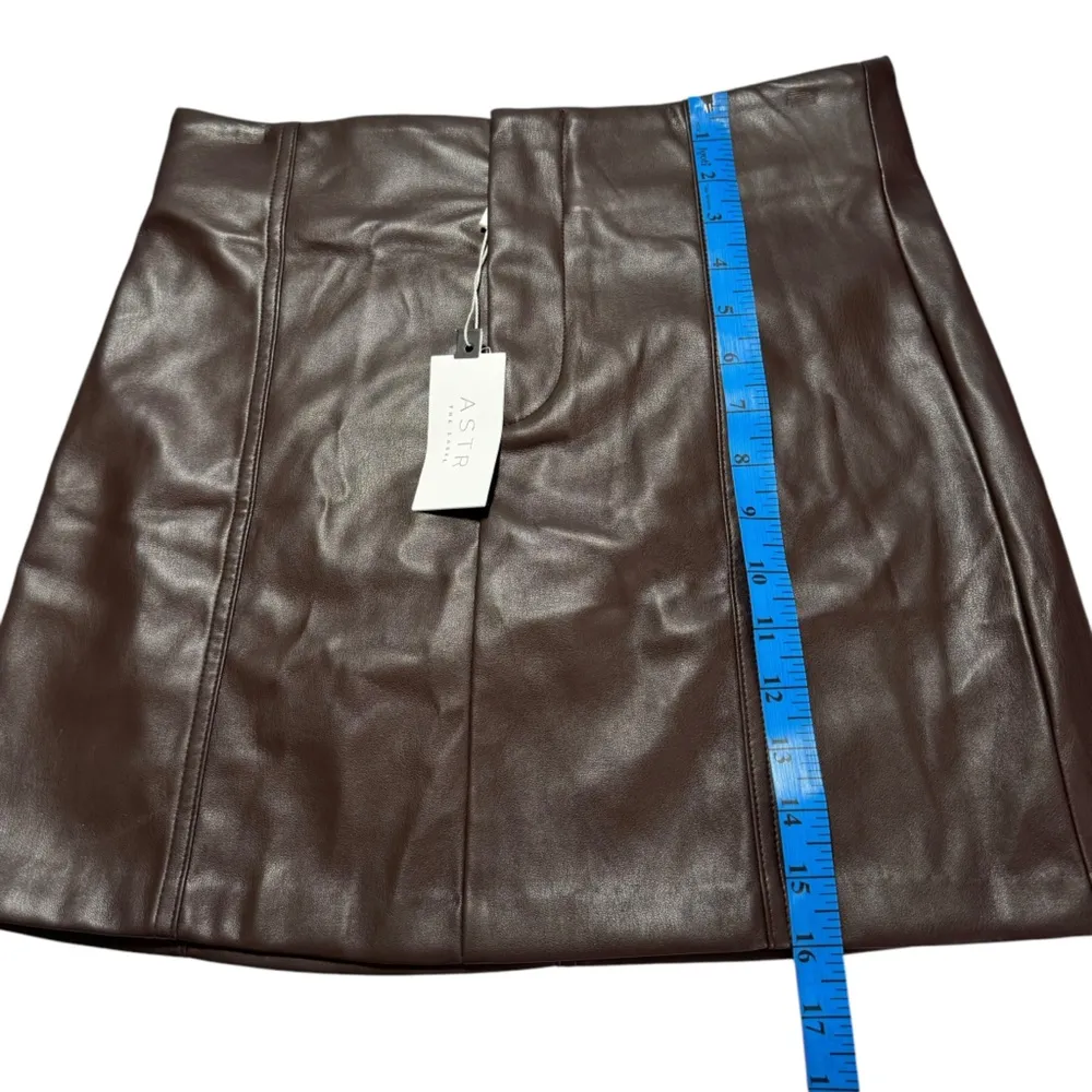 NWT ASTR THE LABEL Veruca Faux Leather Mini Skirt Chocolate Brown Vegan Medium M - Image 14