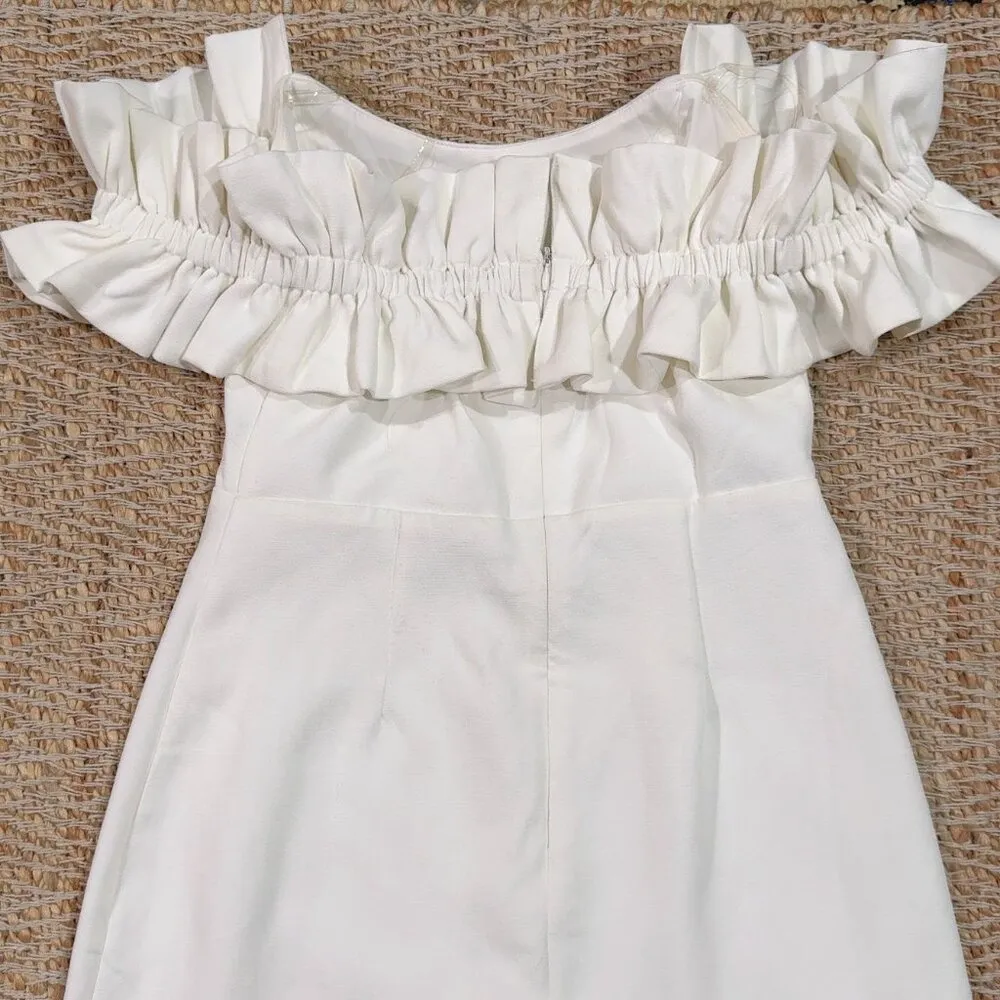 Women's Ivory/White Off The Shoulder Cocktail Mini Dress Size M - Image 7