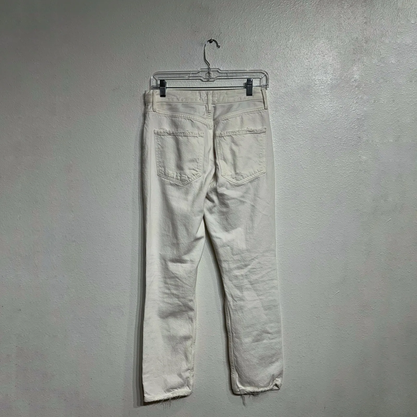 AGOLDE White Riley High Rise Distressed Straight Leg Jeans Sz 26 - Image 11