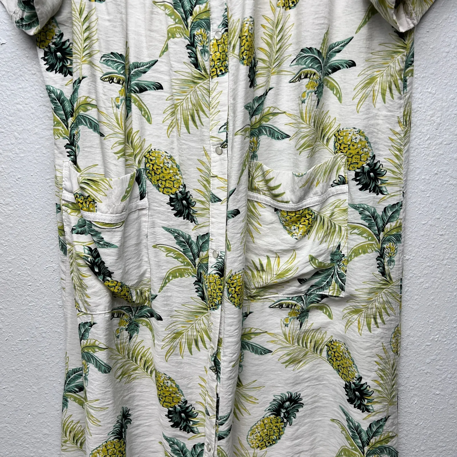 Ekouaer Novelty Tropical Tunic Maxi Dress Women Large Button Front Coastal Beach - Image 4