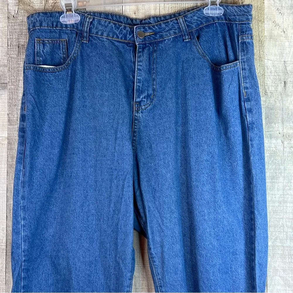 Shein Size 2XL Straight Leg Blue Wash Denim Jeans 5 Pockets No Stretch B… - Image 3